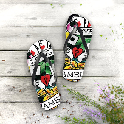 Love is a Gamble Flip Flops – Fun Summer Footwear with Playing Card Design