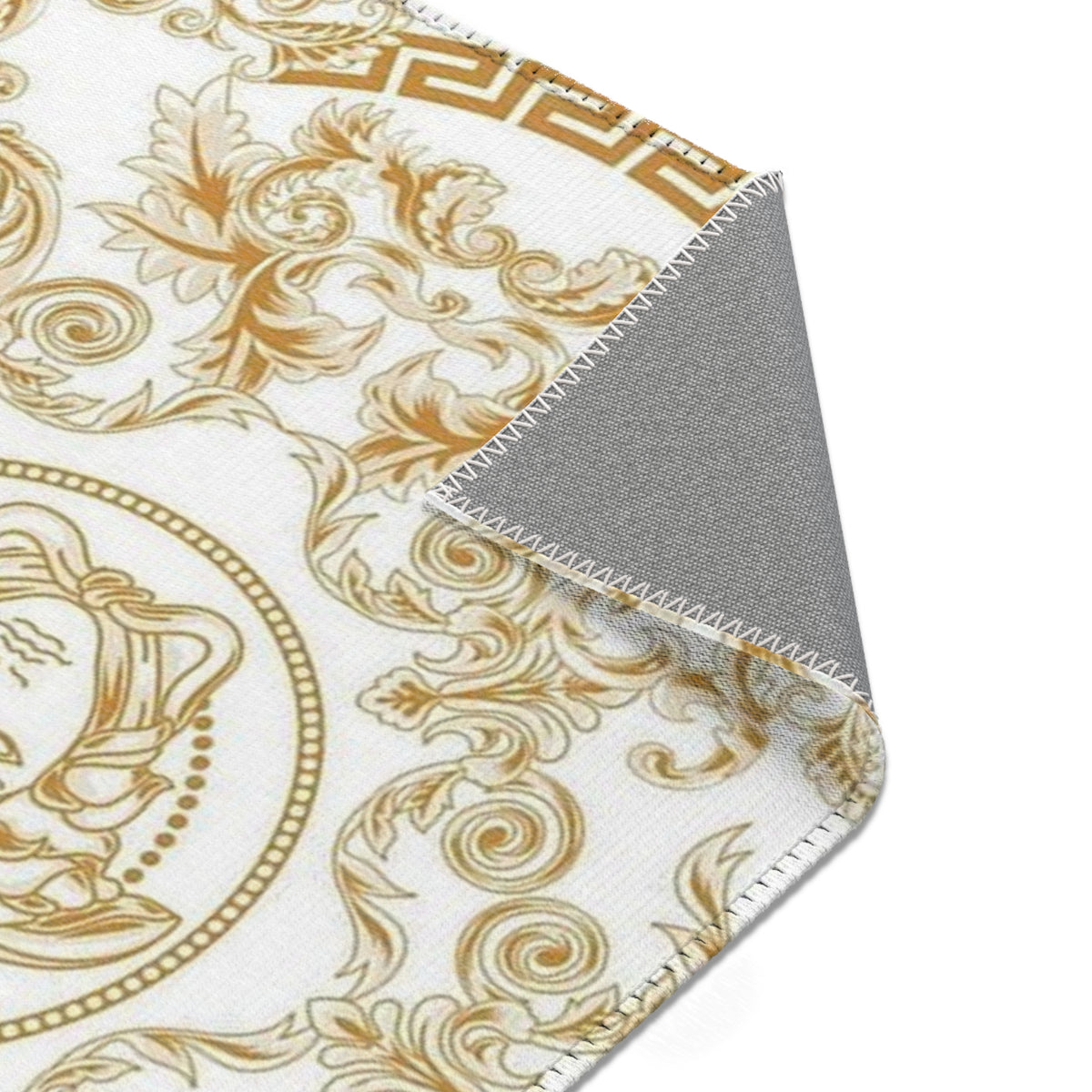 Baroque Medusa Area Rug – Gold Ornate Decorative Accent Rug