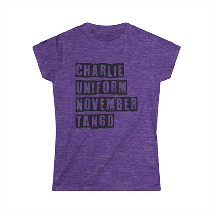 Women's Funny Tee — 'Charlie Uniform November Tango' Graphic Cotton Tee