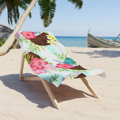 Tropical Paradise Beach Towel with Floral Design