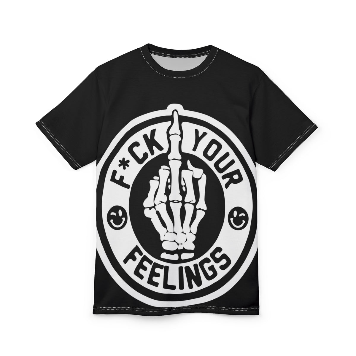 Unisex-T-Shirt mit Skelett-Grafik – „F*ck Your Feelings“