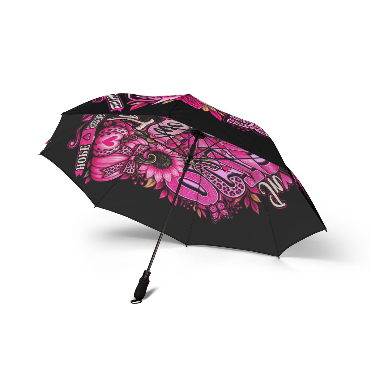 Breast Cancer Awareness Foldable Umbrella — "My Tribe" Pink Ribbon Design