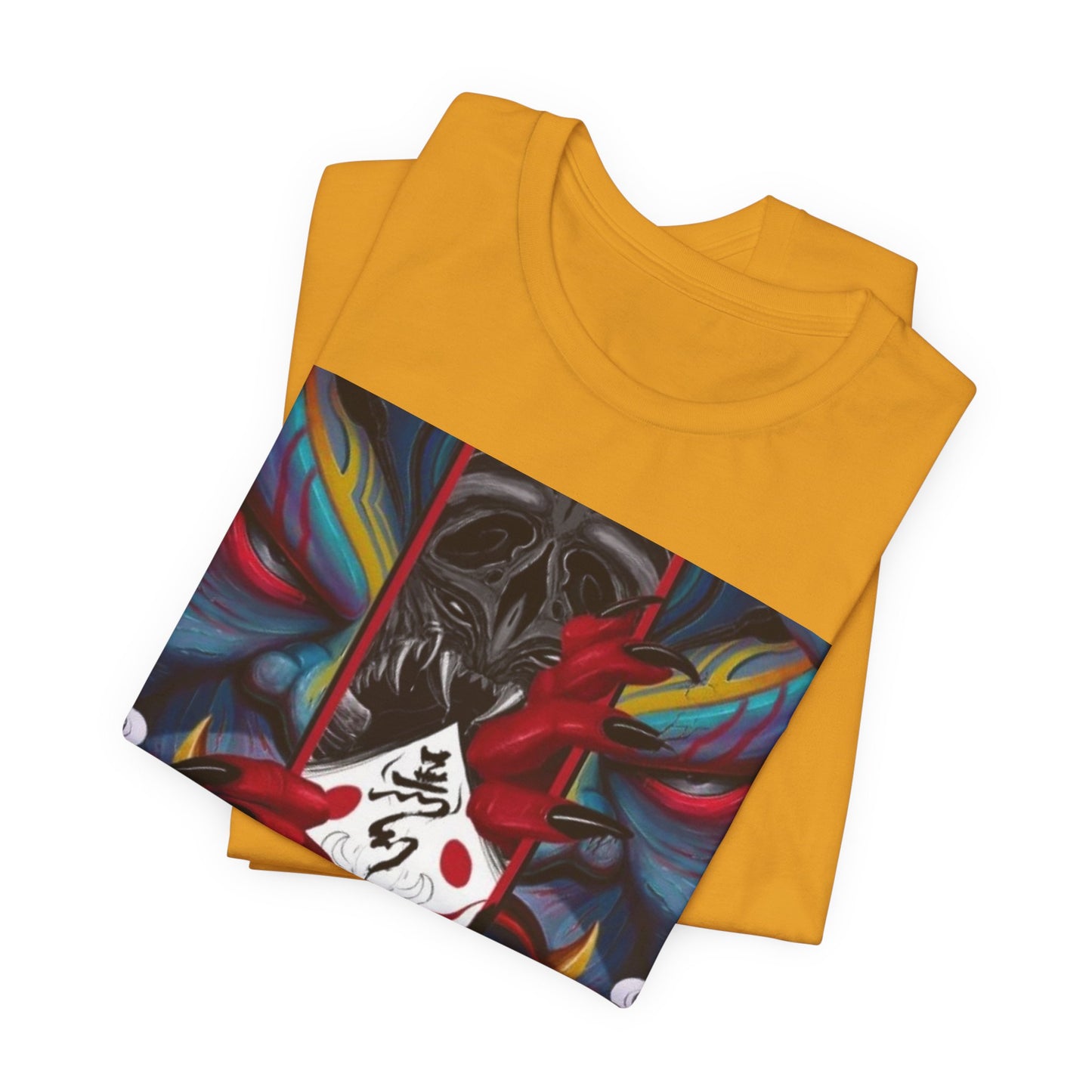 Demon Mask Graphic Tee — Japanese Oni Art T-Shirt