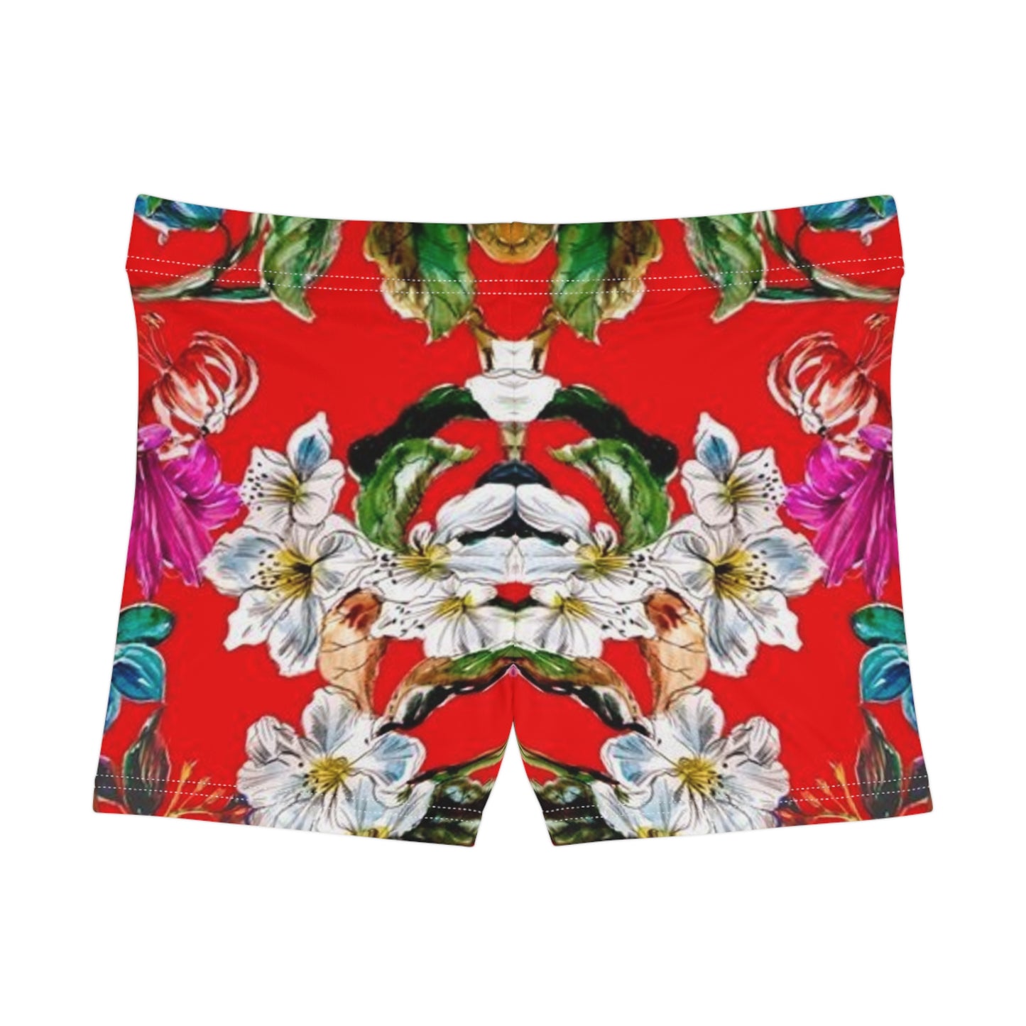 Red Paradise Floral Print Women's Shorts