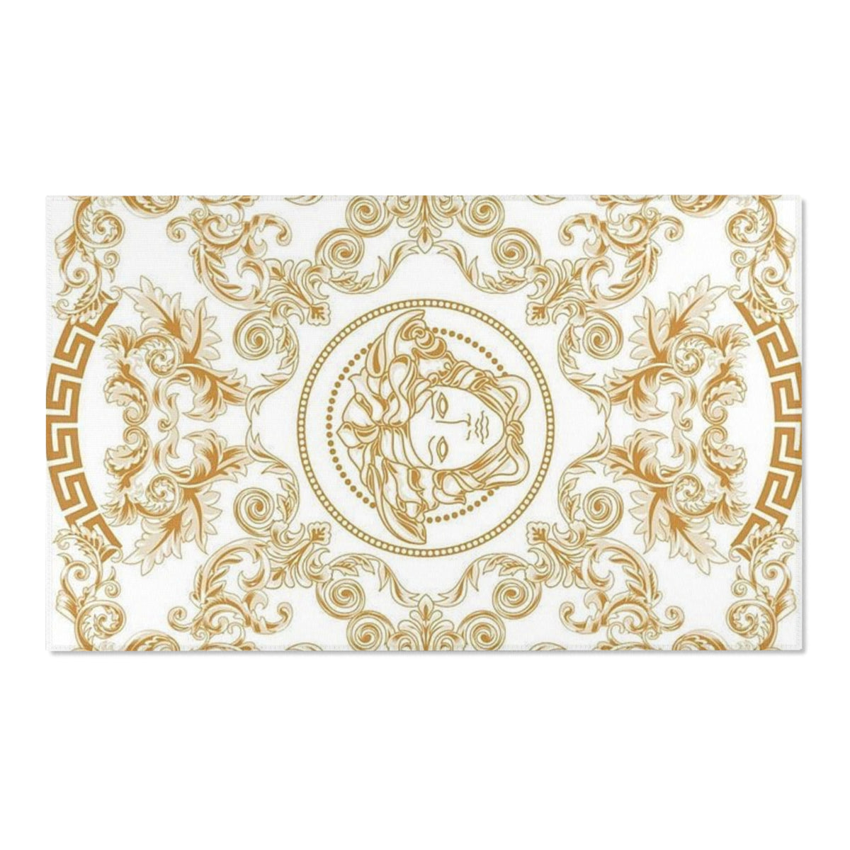 Baroque Medusa Area Rug – Gold Ornate Decorative Accent Rug