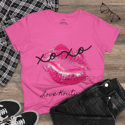 Women's Kissed Cotton Tee, Romantic Graphic Tee, Love Kouture Shirt, Valentine's Day Gift, Everyday Casual Wear, Stylish Women T-Shirt