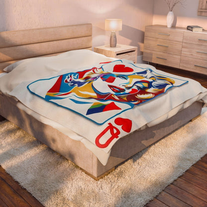Queen of Hearts Pop Art Plush Blanket — Colorful Marilyn-Inspired Velveteen Throw