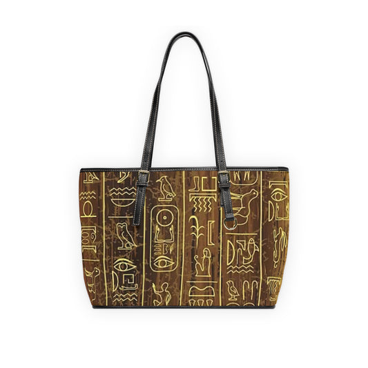 Ancient Egyptian PU Leather Shoulder Bag - Stylish Tote with Hieroglyphic Design