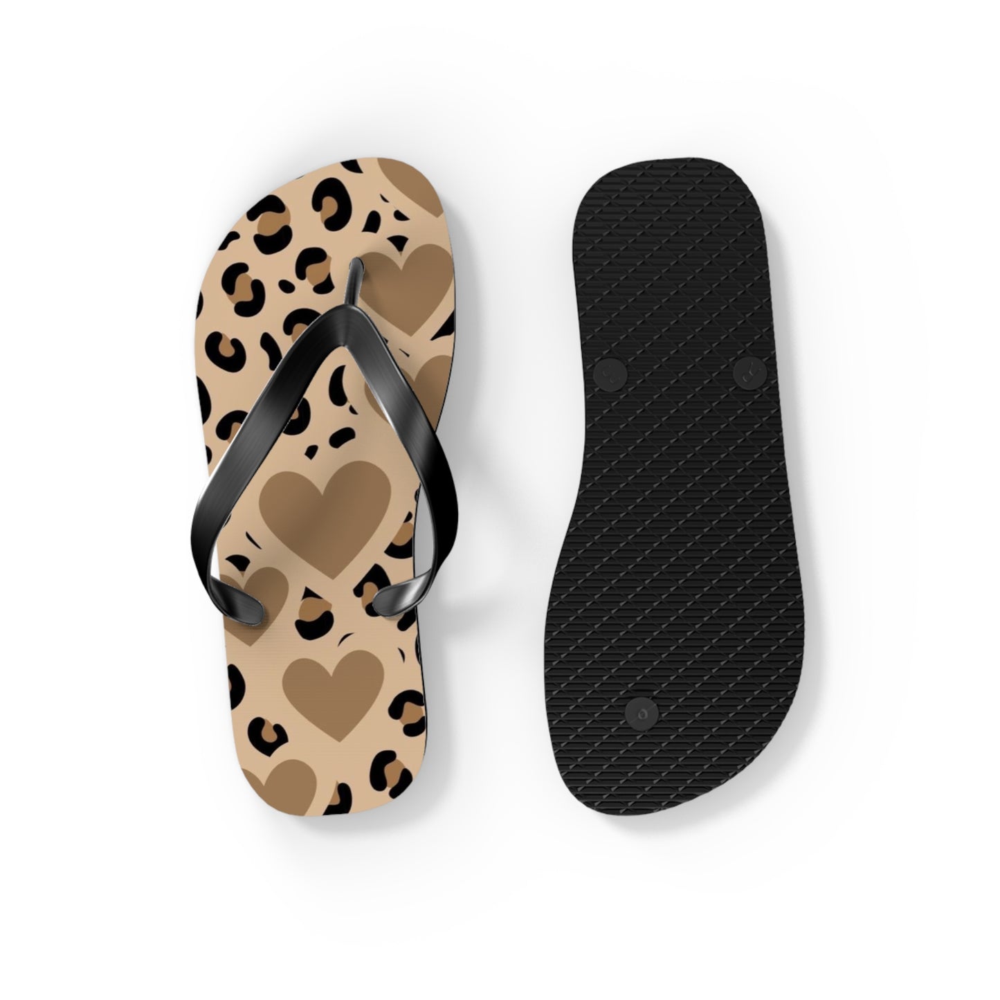 Leopard Print Heart Flip Flops – Trendy Summer Sandals for Beach and Casual Wear