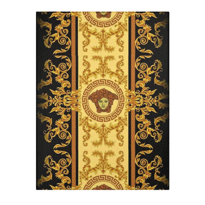 Baroque Medusa Area Rug — Ornate Gold & Black Decorative Floor Runner
