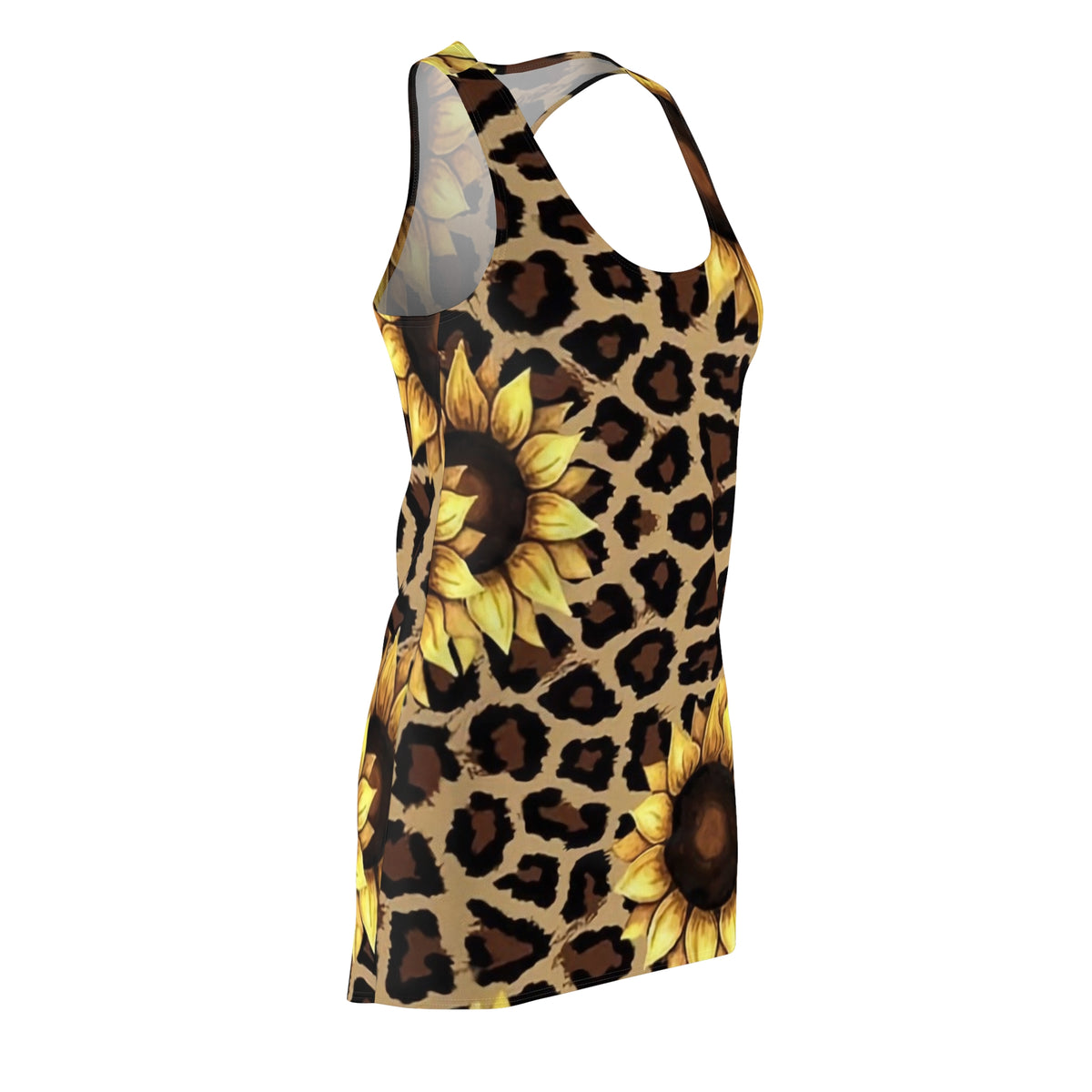 Sunflower Leopard Racerback Dress — Floral Animal Print AOP