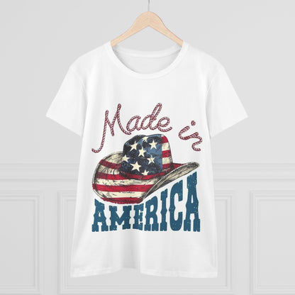 Made in America Women's Midweight Cotton Tee, Patriotic Shirt, Independence Day Tee, Comfortable Graphic T-Shirt, American Pride Top