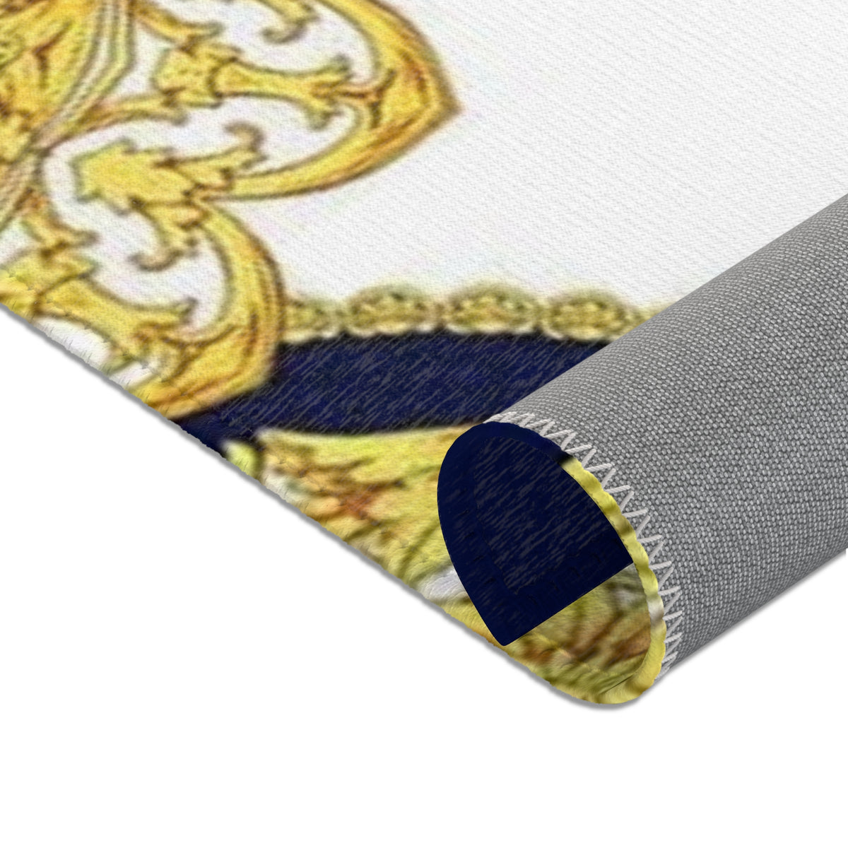 Baroque Scroll Area Rug — Red, Blue & Gold Ornate Accent Rug