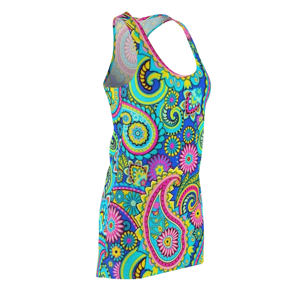 Psychedelic Paisley Racerback Dress — Bright Boho Floral AOP