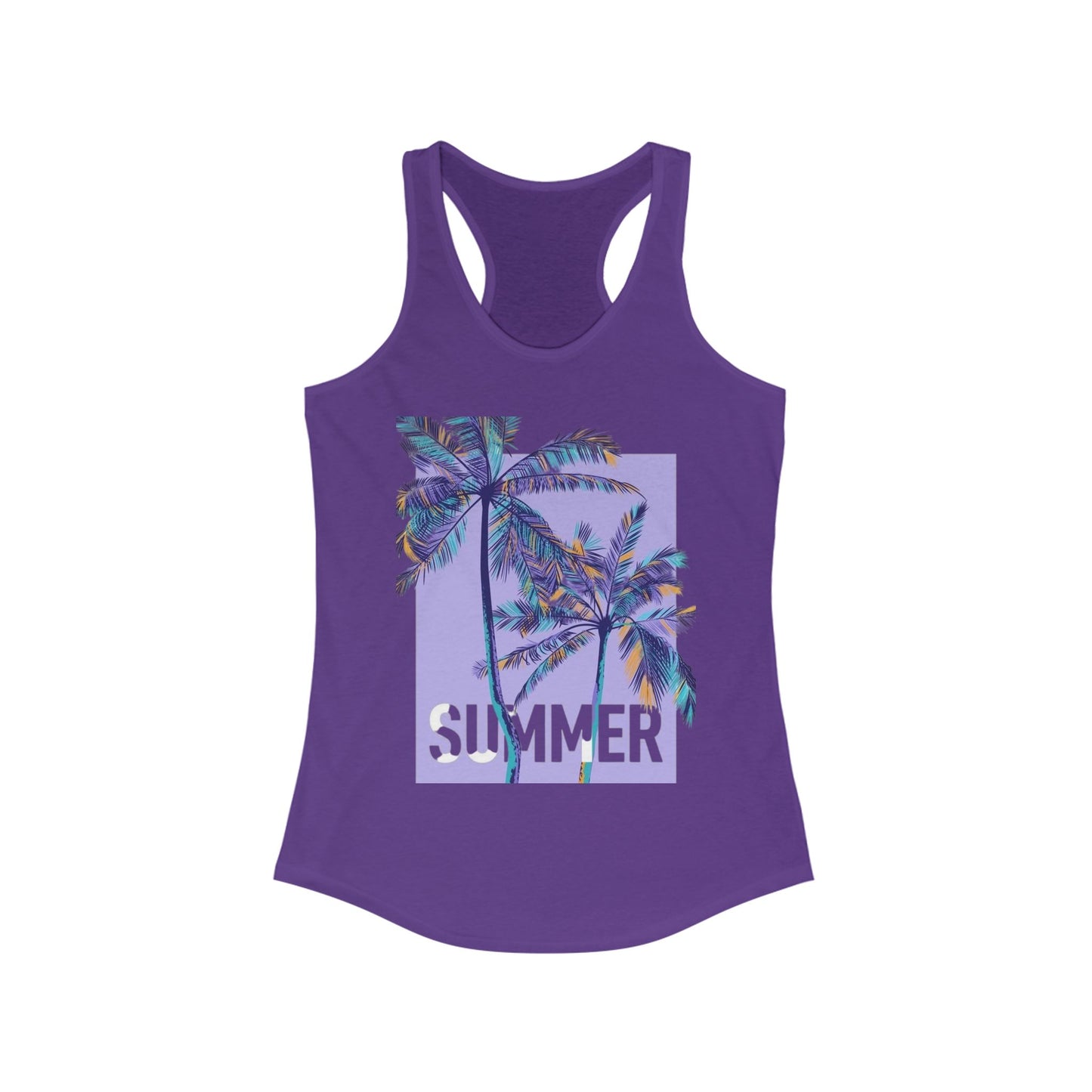 Summer Vibes Racerback Tank Top with Palm Trees