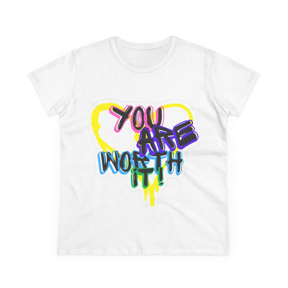Empowerment Cotton Tee - "You Are Worth It!" Stylish Shirt for Self-Love, Gift for Her, Casual Wear, Positive Vibes, Everyday Comfort