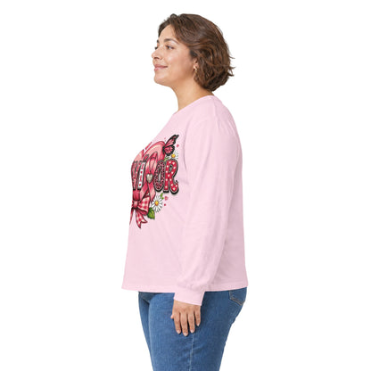 Survivor Floral Ribbon Long Sleeve Tee — Breast Cancer Awareness
