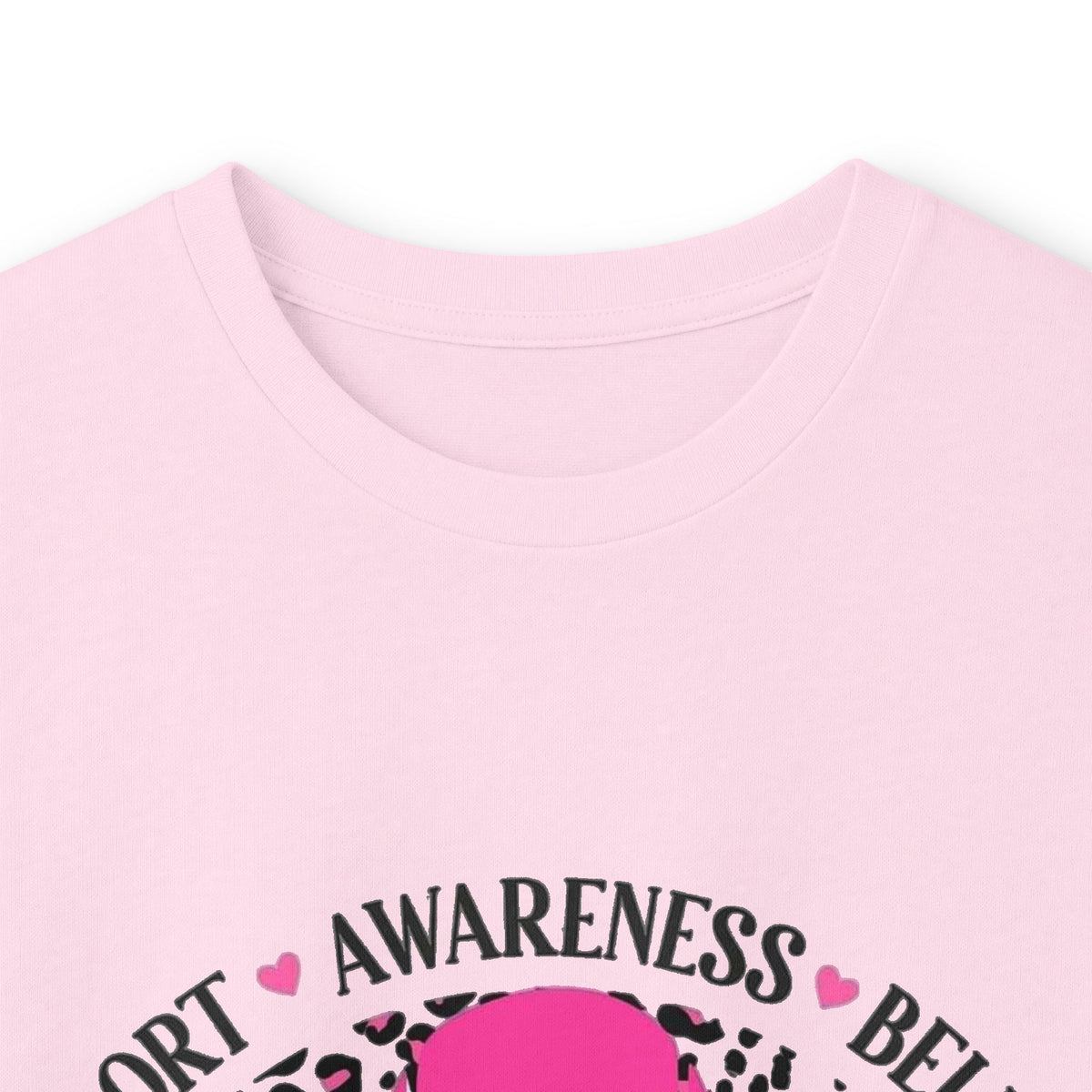 Breast Cancer Awareness Long Sleeve Tee — Pink Ribbon “Fight” Leopard Design
