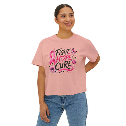 Fight Hope Cure Pink Ribbon Breast Cancer Awareness Tee