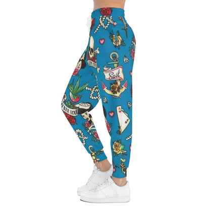 Tattoo Flash Joggers — Carpe Diem Skull & Sailor Girl All-Over Print