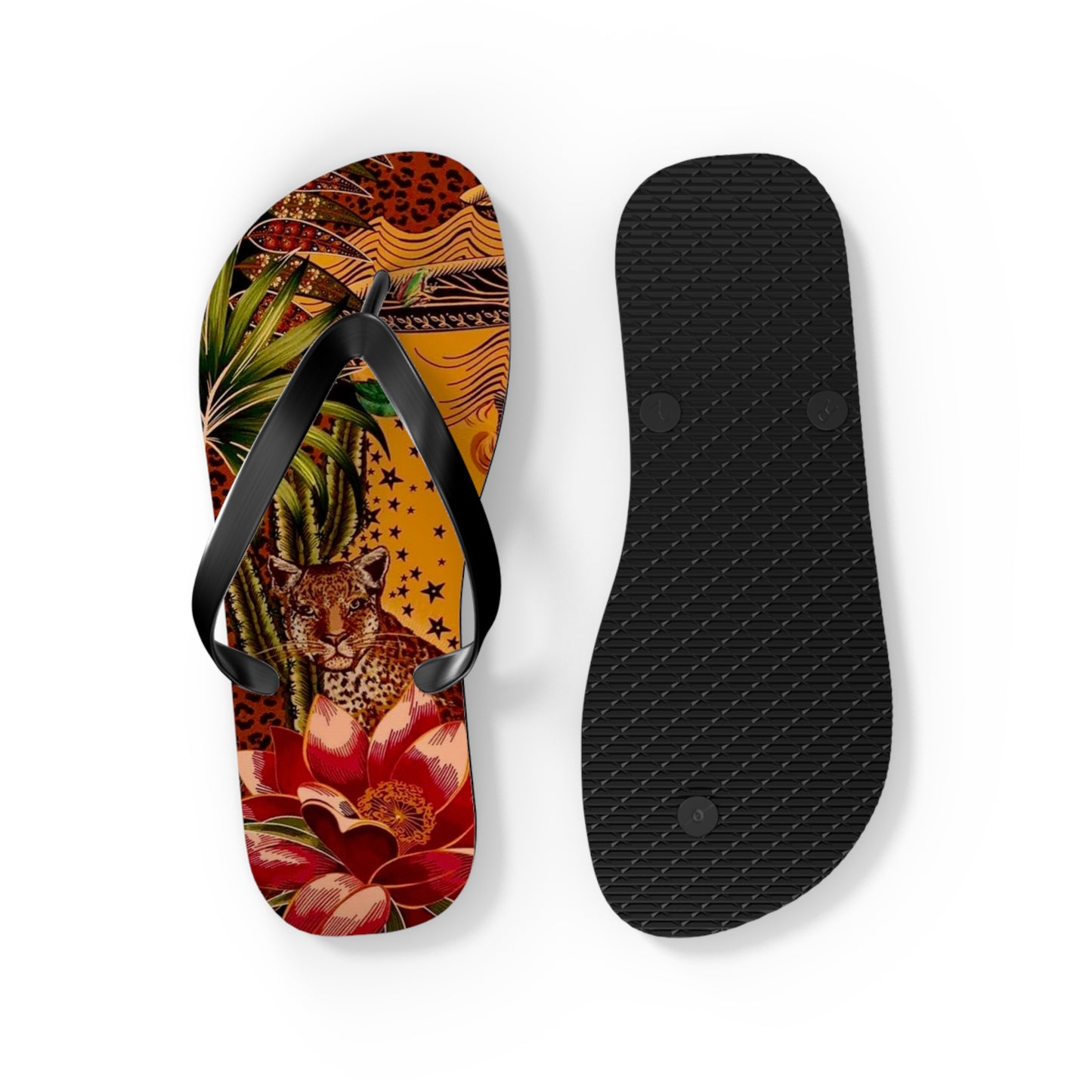 Tropical Leopard Flip Flops - Colorful Summer Footwear