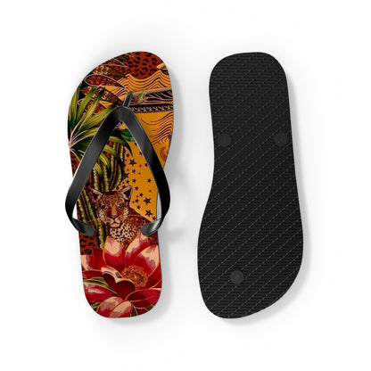 Tropical Leopard Flip Flops - Colorful Summer Footwear