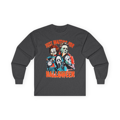 Halloween Horror Icons Long Sleeve Tee – "Just Waiting for Halloween"