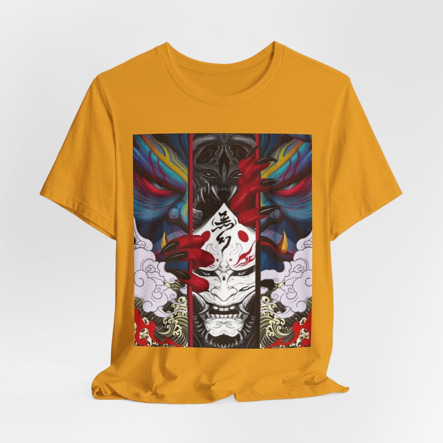 Demon Mask Graphic Tee — Japanese Oni Art T-Shirt