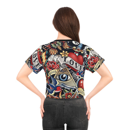 Vintage Love Tattoo inspired Crop Tee