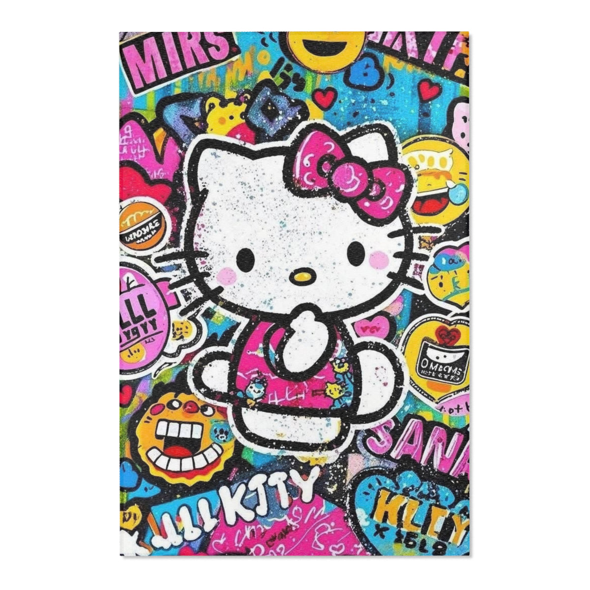 Hello Kitty Pop Art Area Rug – Colorful Cartoon Kids Room Decor