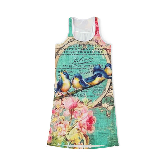 Vintage Bluejay Floral Women's Summer Dress