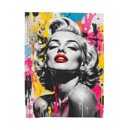 Marilyn Pop Art Velveteen Plush Blanket — Colorful Retro Glam Throw