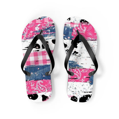 Trendy Pink Bandana Flip Flops - Stylish Summer Footwear for Beach & Casual Outings