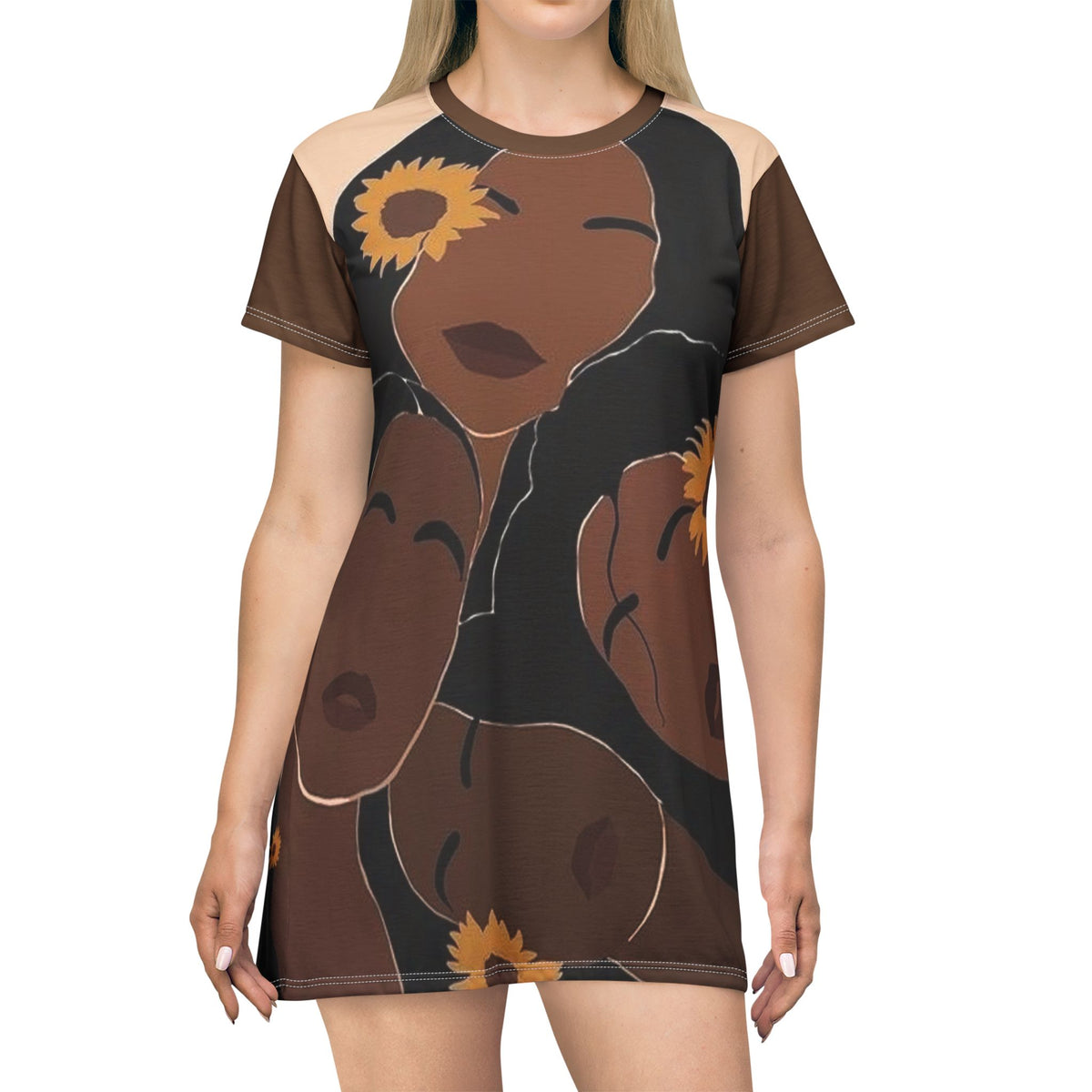 Braunhäutiges bedrucktes T-Shirt-Kleid für Mädchen 