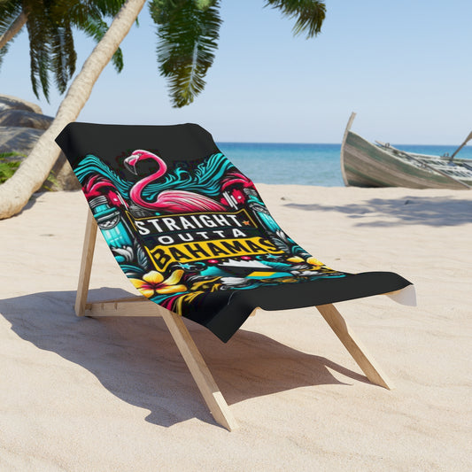 Strandtuch Straight Outta Bahamas – Buntes Flamingo-Design für Sommerspaß