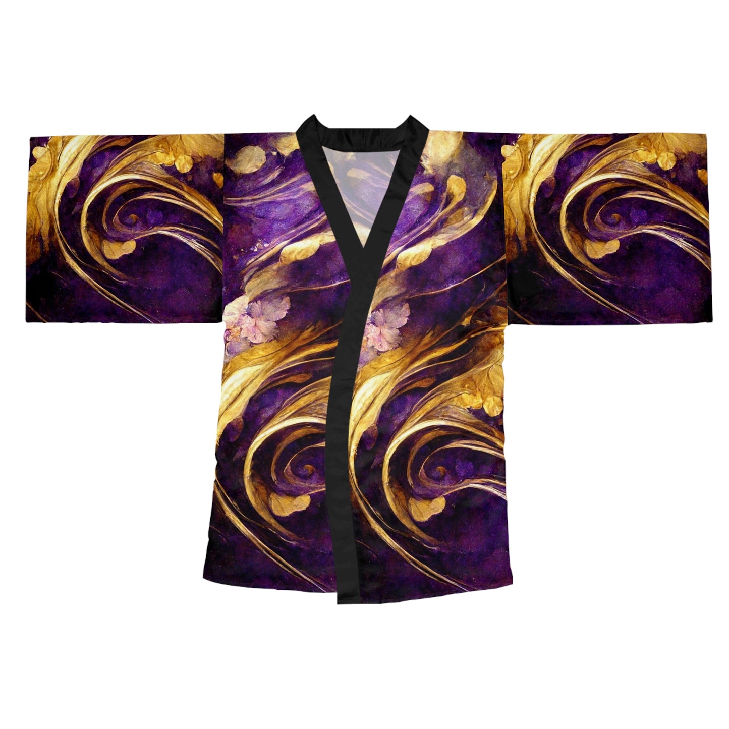 Eleganter Kimono-Bademantel mit Blumenmuster und langen Ärmeln – Luxuriöses Kleid zur Entspannung und für besondere Anlässe