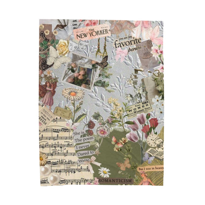 Velveteen Plush Blanket — Vintage Floral Collage Throw