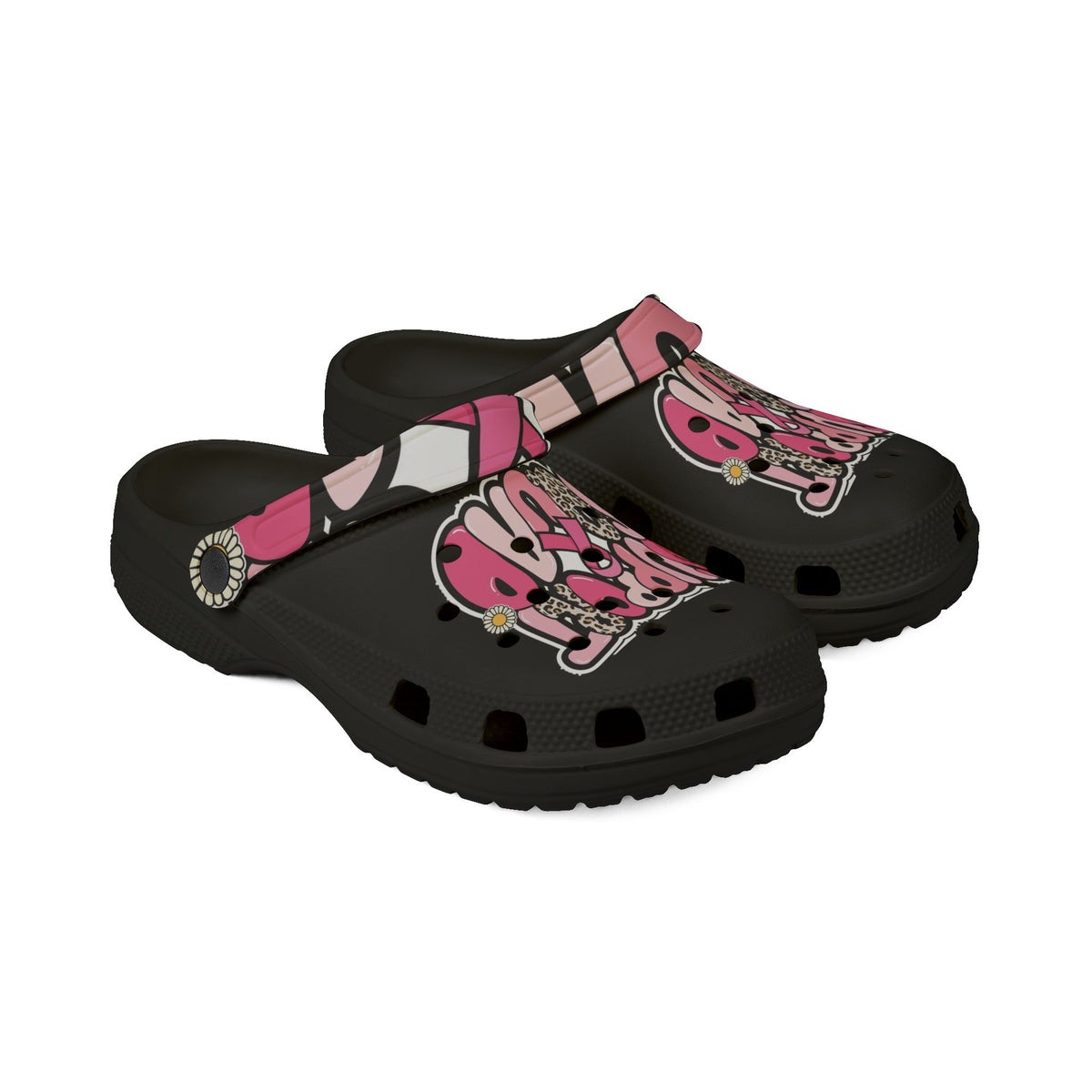 Graphic Foam Clogs — Pink 'Support Squad' Slip-On EVA Shoes