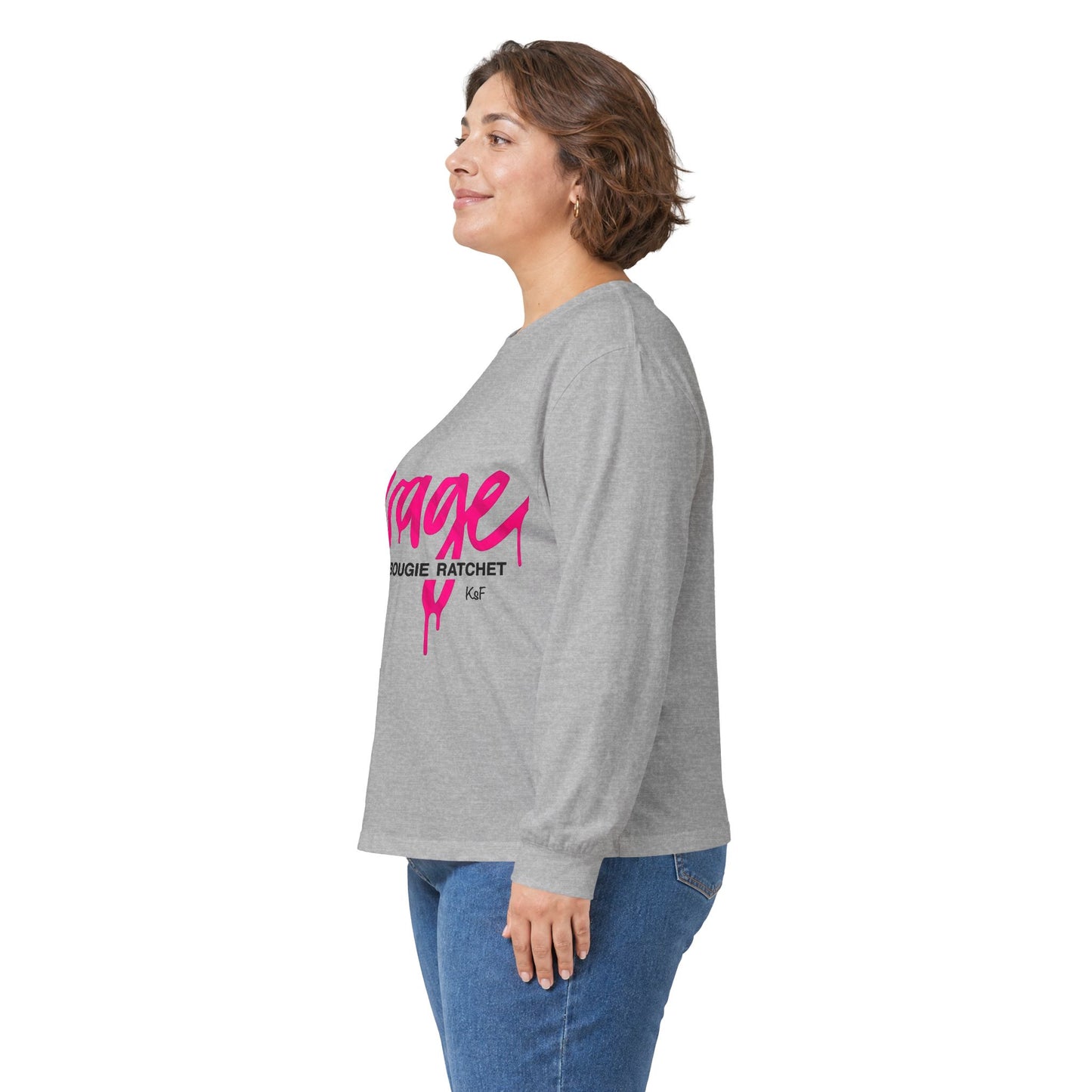Long Sleeve Tee — "Savage: Classy Bougie Ratchet" Pink Script