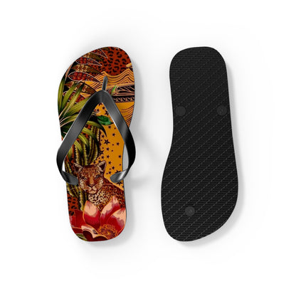Tropical Leopard Flip Flops - Colorful Summer Footwear