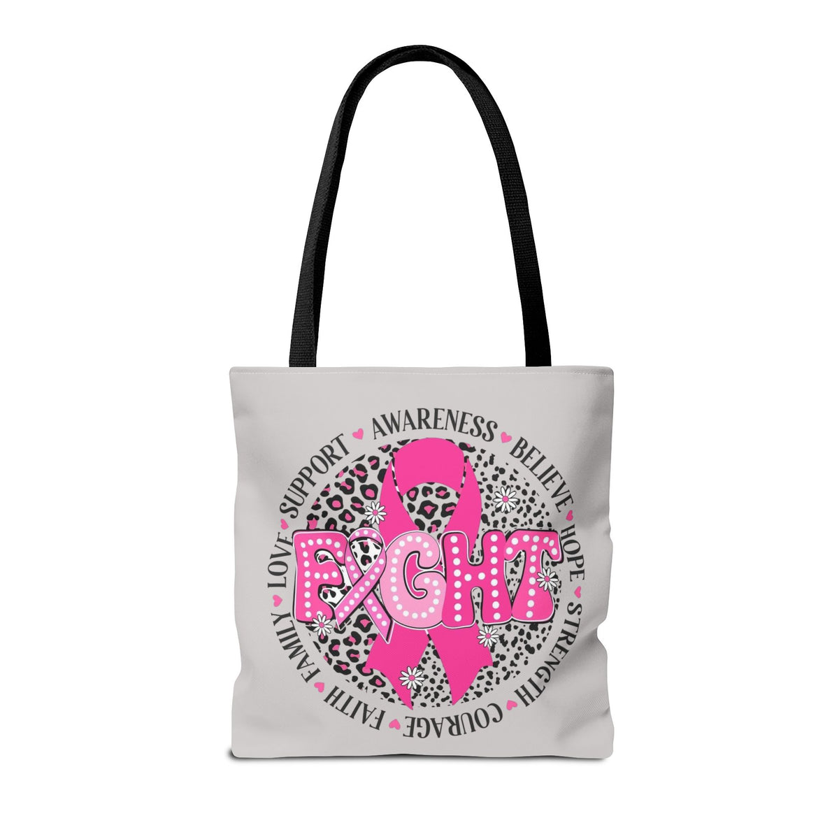 Breast Cancer Awareness "Fight" Pink Ribbon Tote Bag