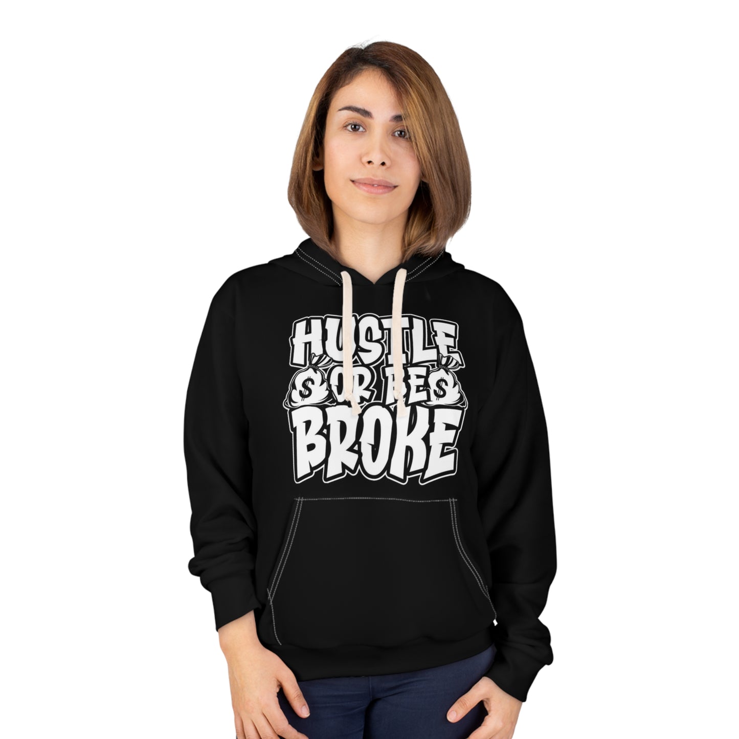 Hustle or Be Broke Unisex Pullover Hoodie, Motivational Hooded Sweatshirt for Entrepreneurs, Casual Lifestyle Apparel, Gift for Hustlers