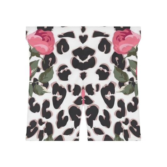 Floral Leopard Print Biker Shorts for Women