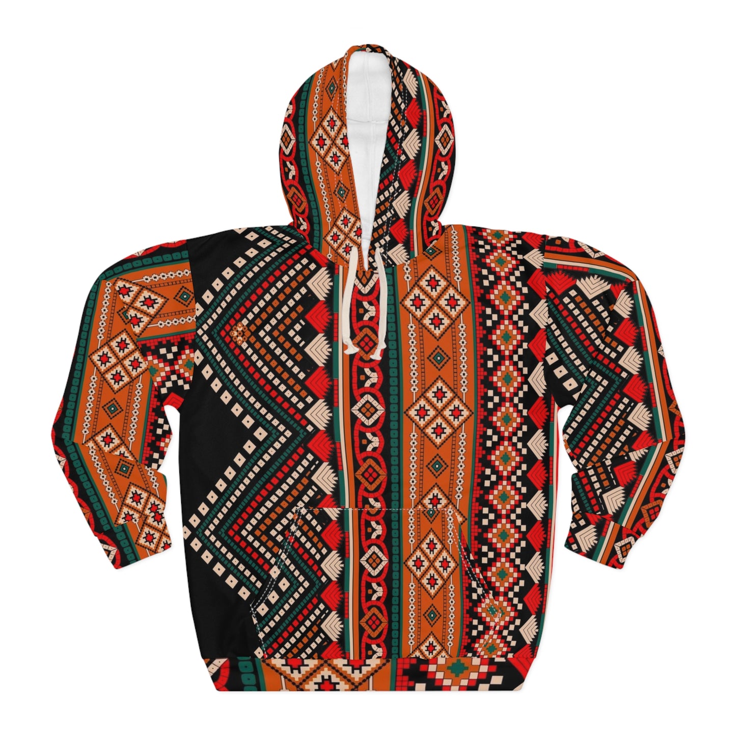 Aztec Tribal Pattern Hoodie – Rustic Orange All-Over Print