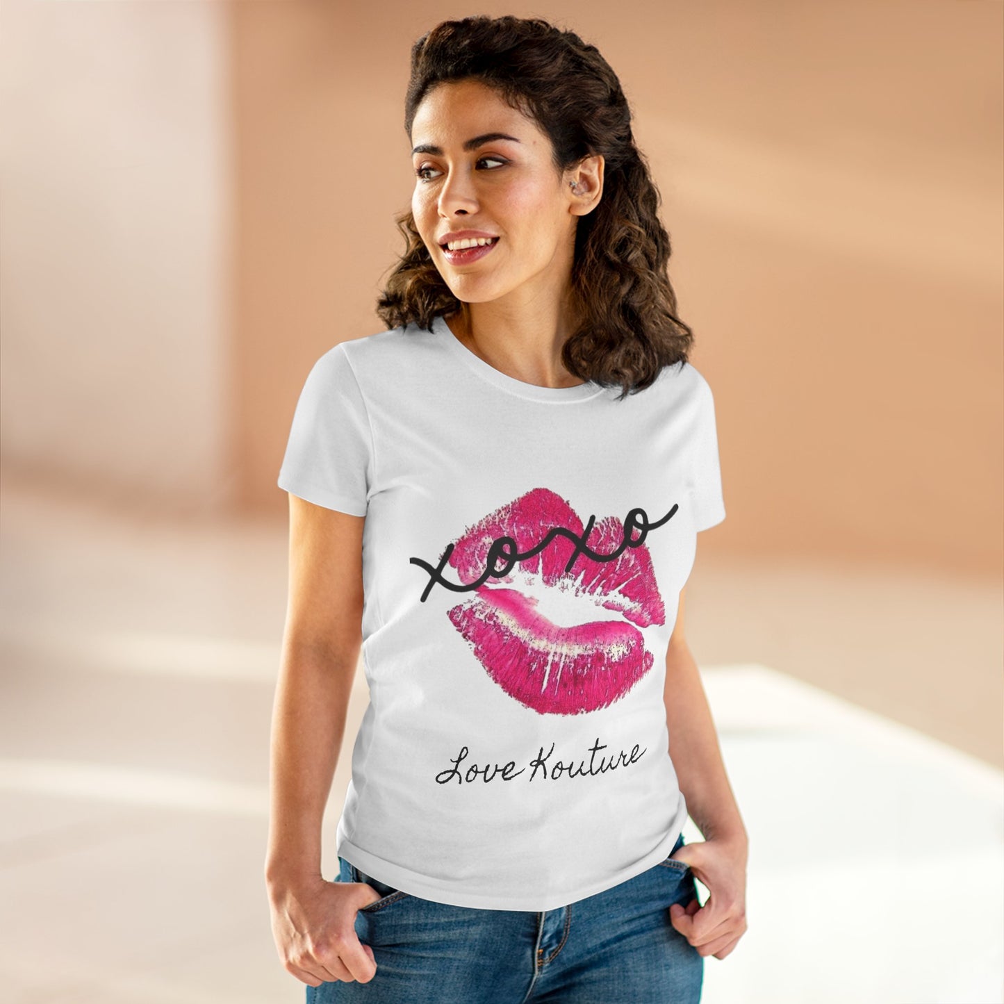 Women's Kissed Cotton Tee, Romantic Graphic Tee, Love Kouture Shirt, Valentine's Day Gift, Everyday Casual Wear, Stylish Women T-Shirt