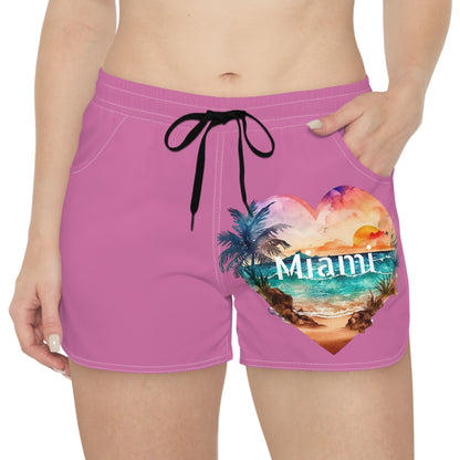 Women's Casual Beach Shorts-Miami/Lt. Pink