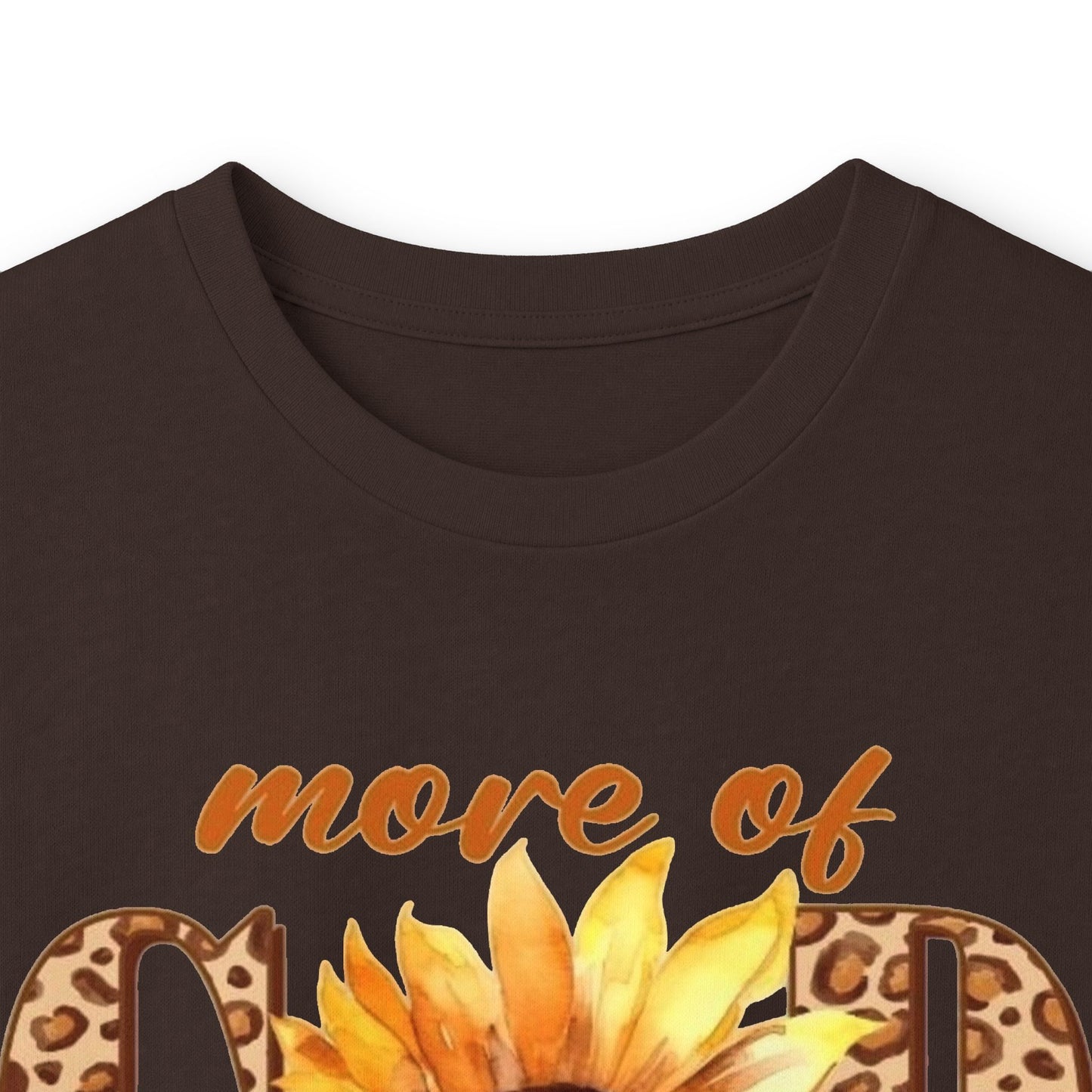 Long Sleeve Tee — "More of God Less of Me" Sunflower Faith Design