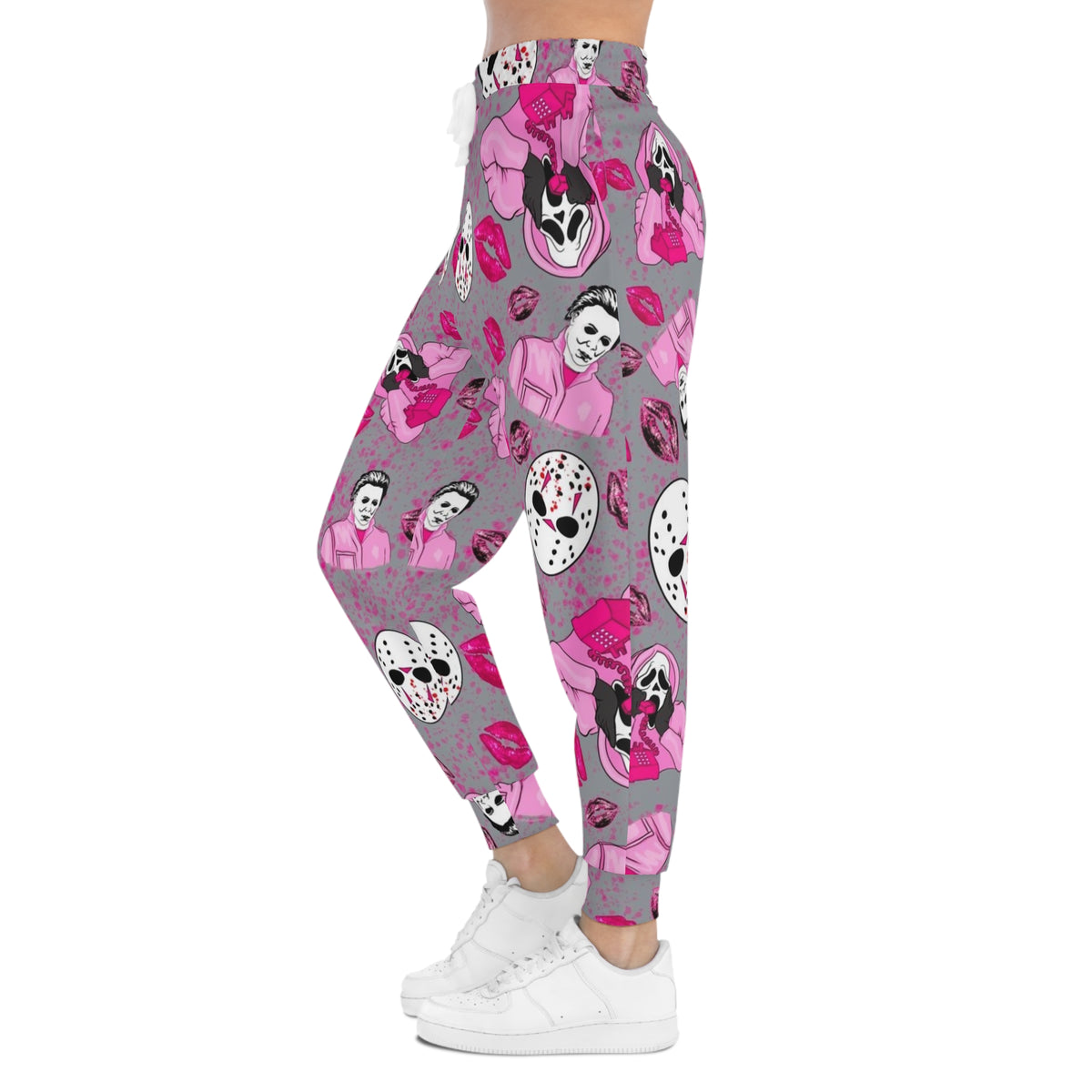 Pink Horror Pattern Jason & Lipstick Athletic Pants