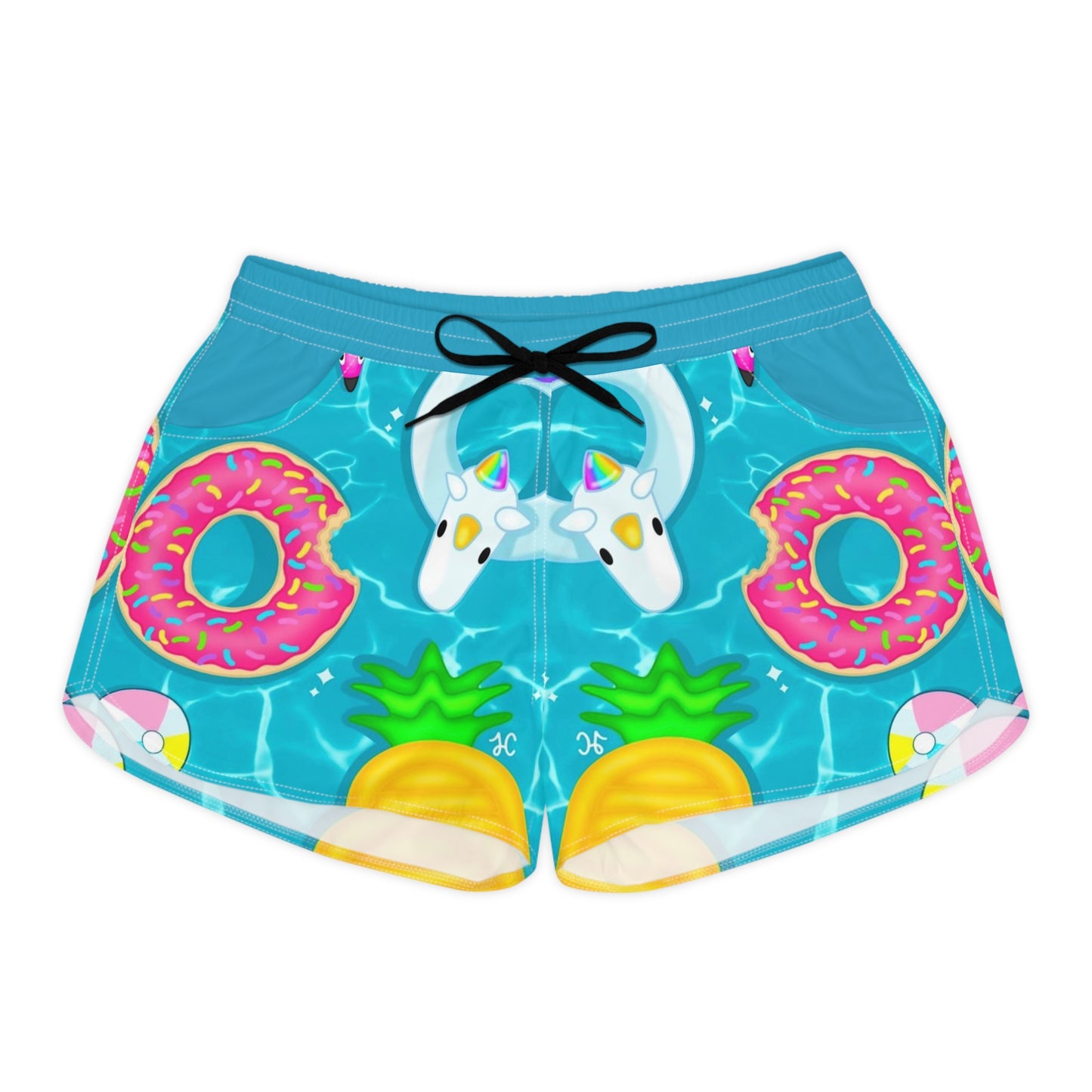 Fun Printed Women's Casual Shorts - Summer Vibes with Donuts and Pineapples