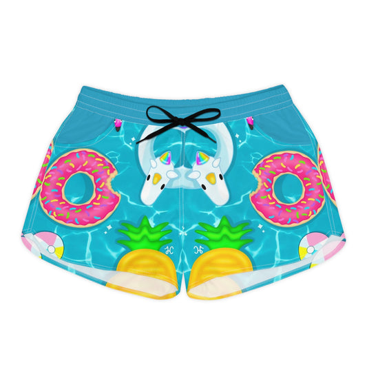 Fun Printed Women's Casual Shorts - Summer Vibes with Donuts and Pineapples